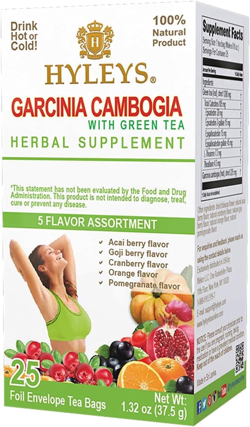 HYLEYS Tea Garcinia Cambogia Green Tea 5 Flavors Assortment - 25 Tea Bags