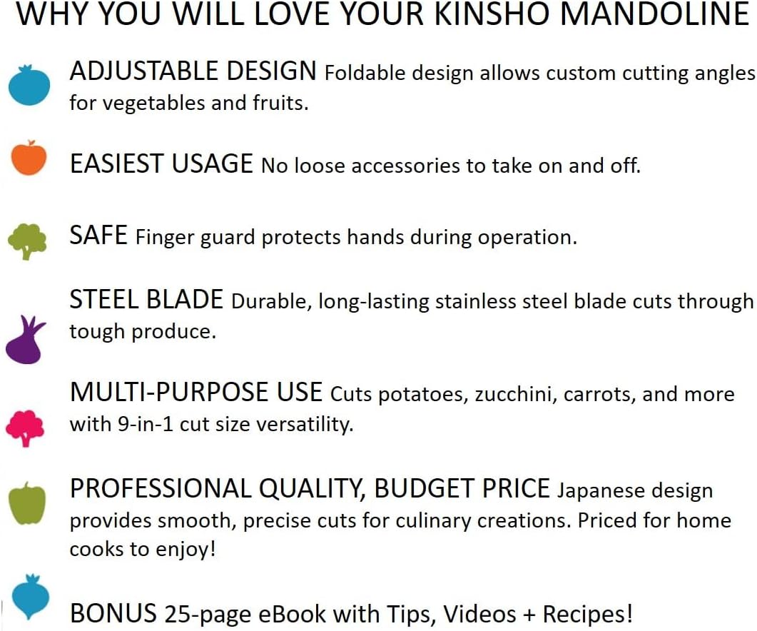 Mandolin Slicer Adjustable Mandoline | Best Hand-Held Cutter for Vegetable Potato Zucchini Food | Professional Steel Blade - Safe Finger Guard