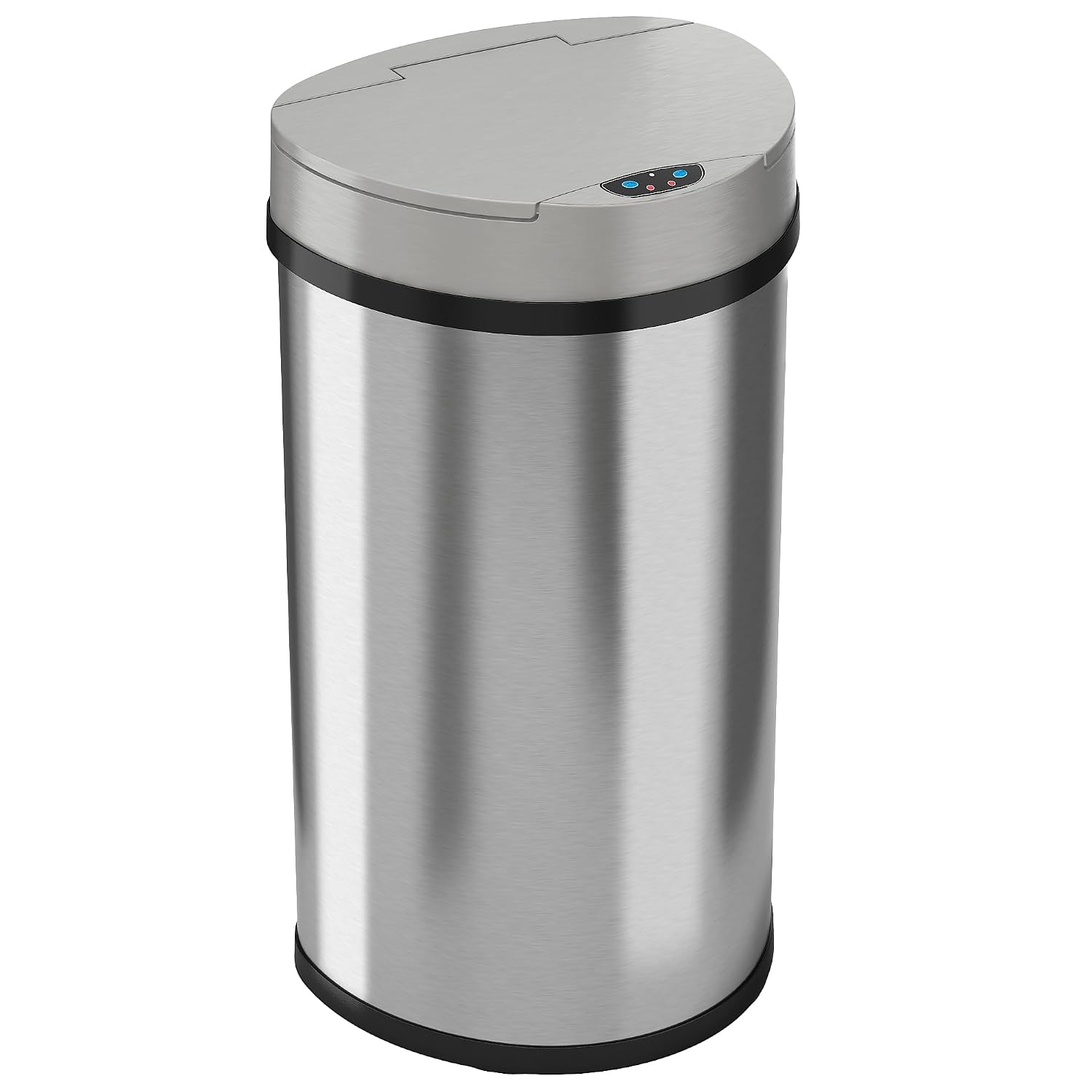 iTouchless 50 Liter / 13 Gallon Kitchen Trash Can with Lid & Deodorizer – Motion Sensor Semi-Round Stainless Steel Garbage Bin for Home, Office, or Garage – Slim, Wide Opening Large Capacity Design
