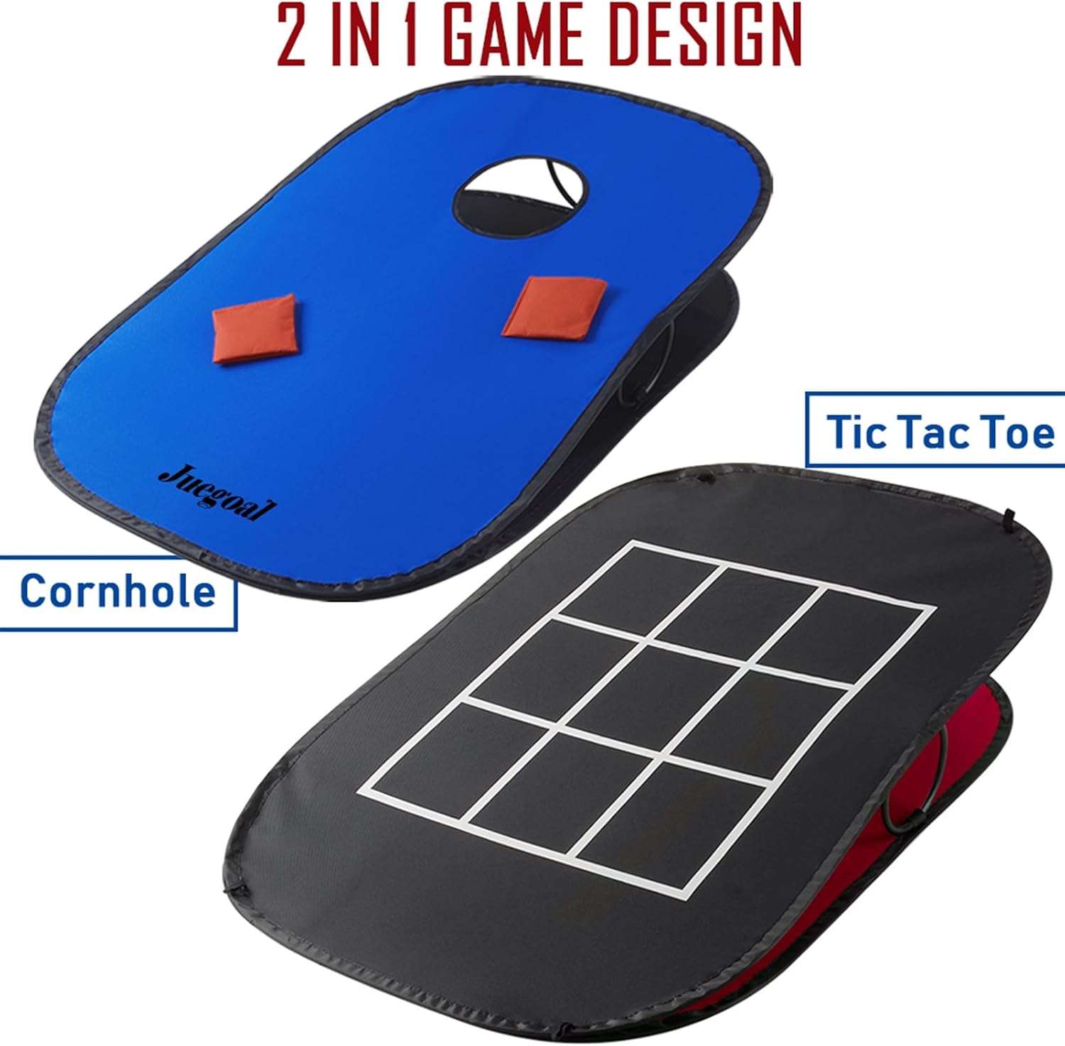 Juegoal 3x2ft Collapsible Portable Cornhole Game Set with 2 Cornhole Boards, 10 Bean Bags, Carrying Bag