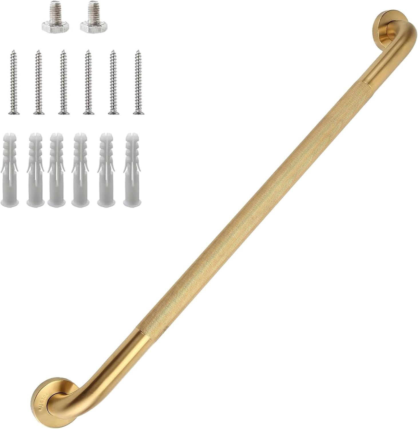12 Inch Shower Grab Bar 1.25" Dia,Brushed Nickel Anti Slip Bathroom Grab Bar, 304 Stainless Steel Knurled Handicap Grab Bars, Safety Support Handrail,Bath Shower Handle for Elderly Injury Senior