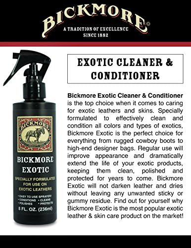 Bickmore Exotic Leather Cleaner & Conditioner for Exotic Skins and Leathers | One step preserves material and natural sheen on alligator, ostrich, lizard and stingray hides.