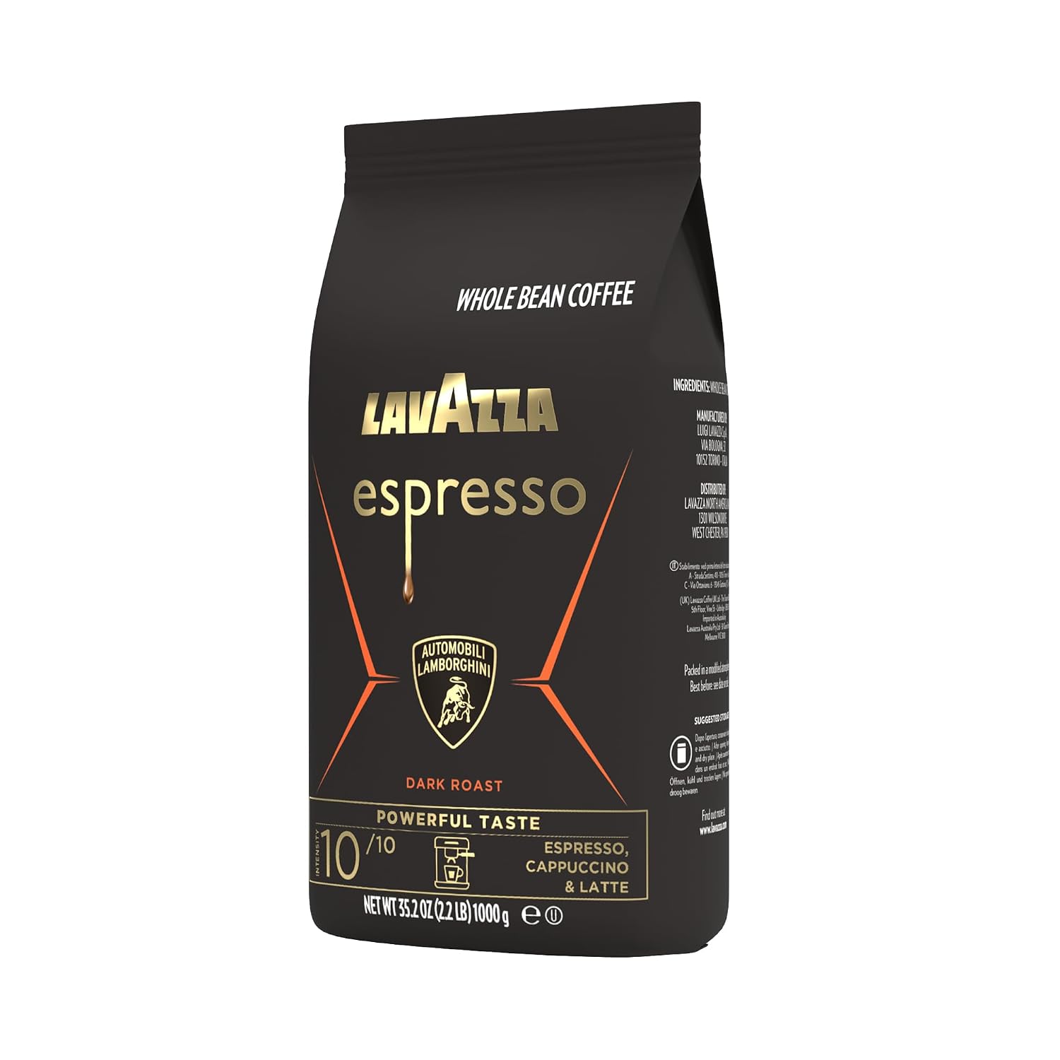 Lavazza Super Crema Whole Bean Coffee, Medium Espresso Roast, Arabica and Robusta Blend, 2.2 lb Bag, Package May Vary (Pack of 1)