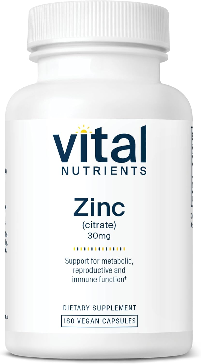 Vital Nutrients Zinc Citrate 30mg - Easily Absorbed Immune Support Supplement - Vegan Zinc Supplement - Gluten, Dairy, Soy Free - Non-GMO - 30mg - 90 Capsules