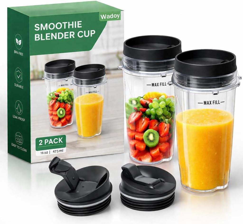 16oz Blender Cup Set Compatible with Ninja Replacement Parts