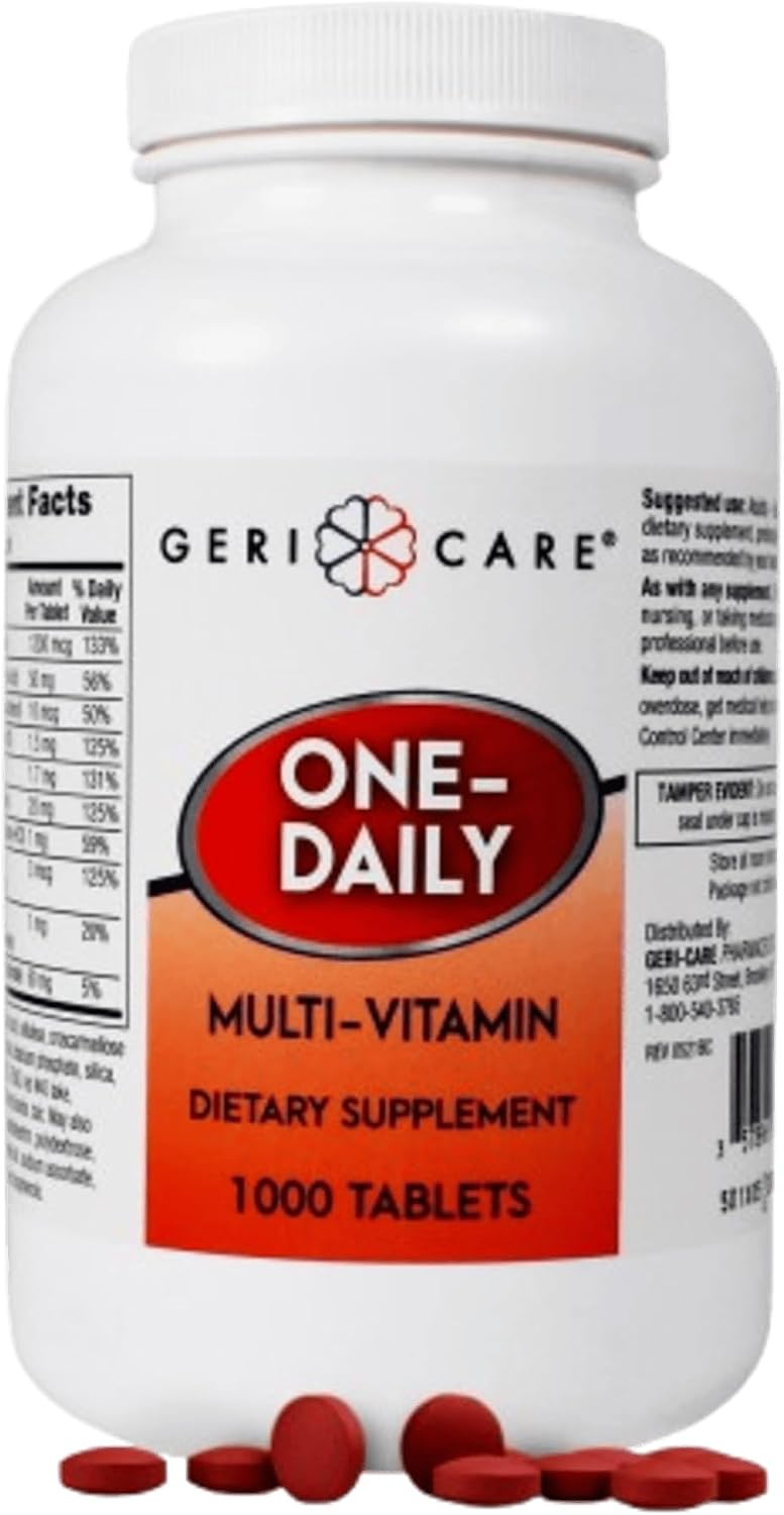 GeriCare One-Daily Multi-Vitamin Tablet, 100 Count Adult Multivitamin Supplement | Easy-to-Take Dietary Supplement with Vitamins A, C, D3, B, Calcium| Vitamin & Mineral Complex (2 Pack)