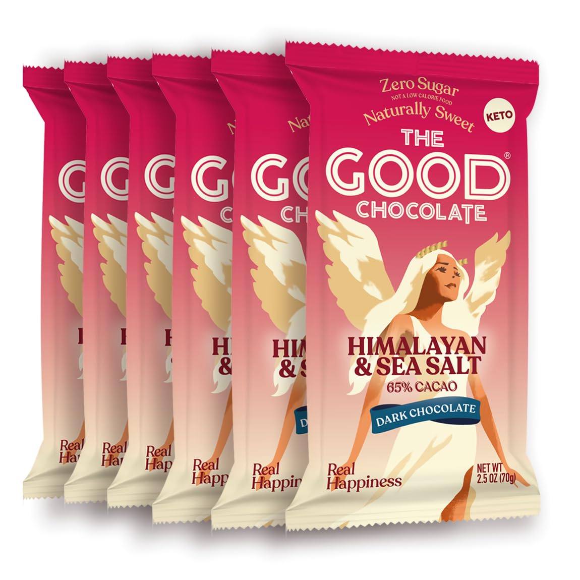 THE GOOD CHOCOLATE – Dark Chocolate Bars with Zero Sugar & Lower Net Carbs – Keto Chocolate Bar with Lower Calories, All Natural and Non-GMO Keto Snacks, 2.5 oz (6 Bars Value Pack)