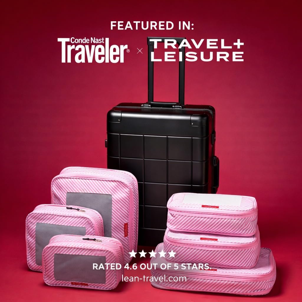 LeanTravel Premium Compression Packing Cubes for Travel - Suitcase Organizer Bags with Double Zipper & Breathable Mesh Panel - Space Saving Carry On Luggage Essentials (6-Pack, Grey)