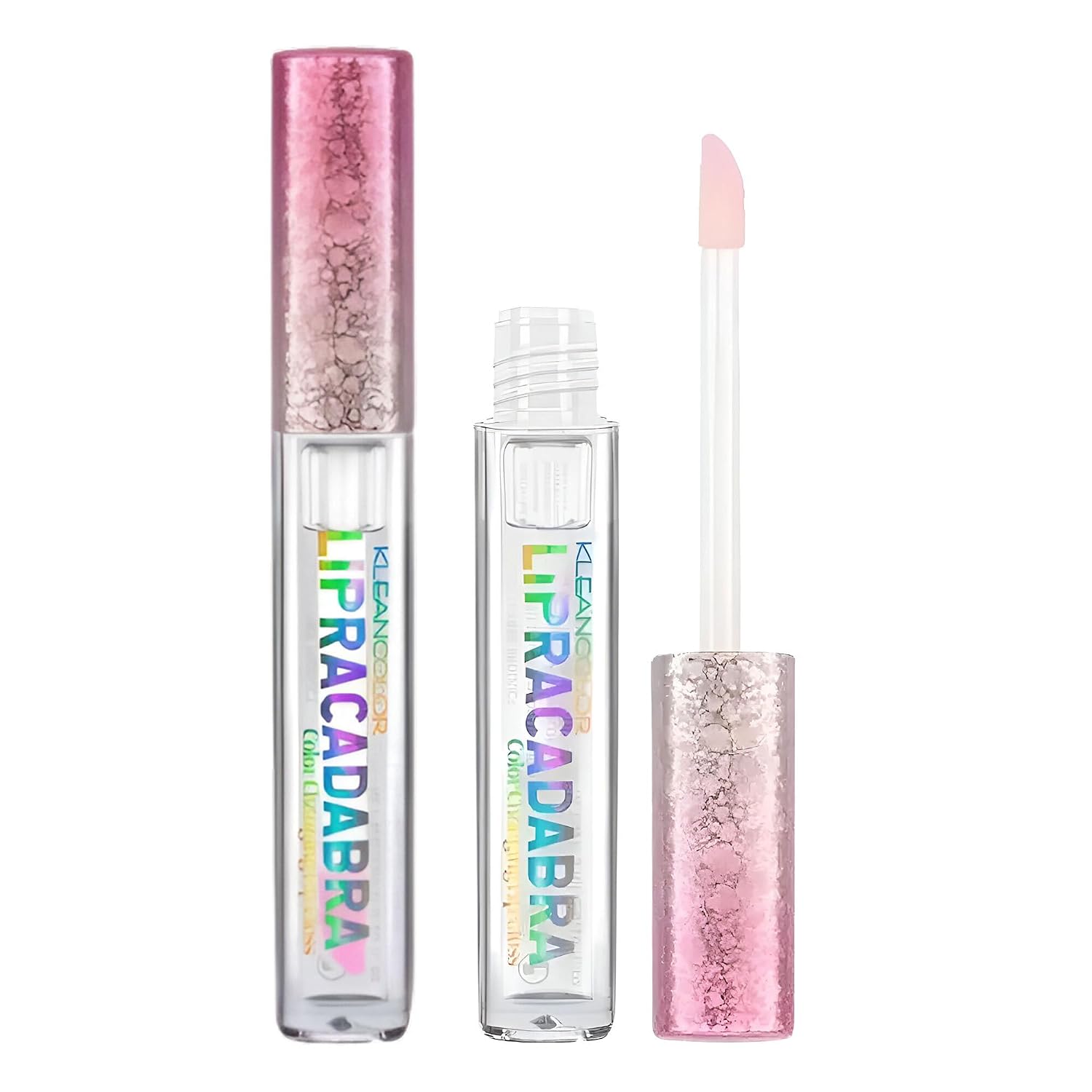 Kleancolor Lipracadabra Color Changing Lip Gloss 2 Pack – pH Activated Clear Gloss Reveals a Custom Pink Tint – Lightweight
