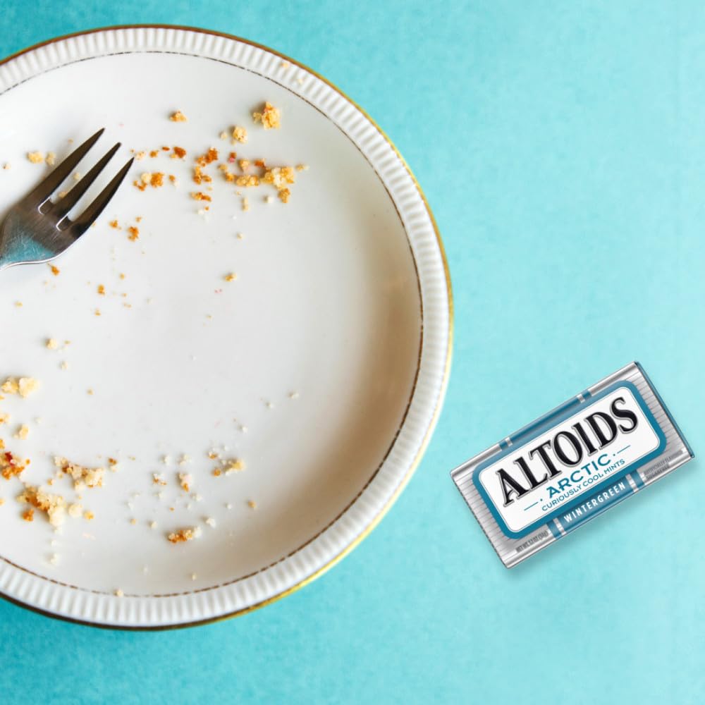 ALTOIDS Arctic Wintergreen Breath Mints Sugar Free Hard Candy Bulk, 1.2 oz Tin (8 Pack)