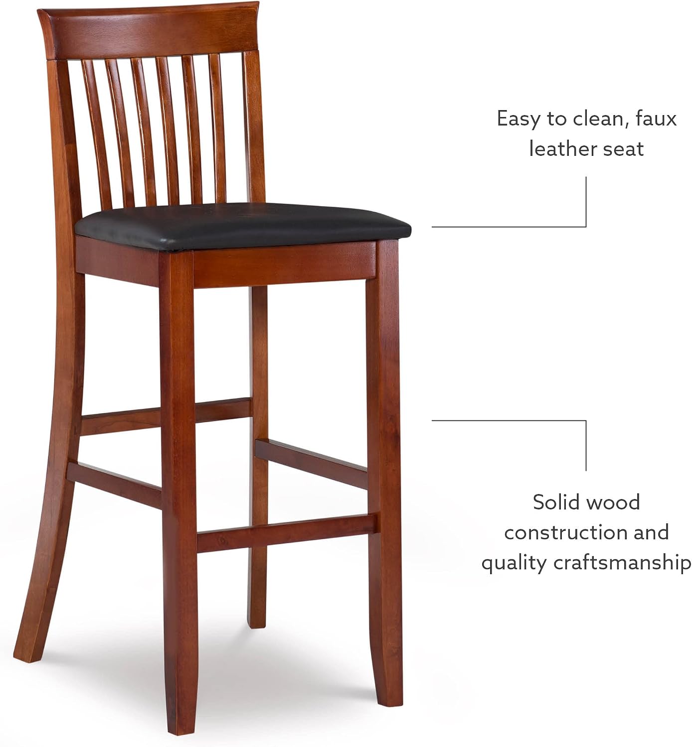 Linon Torino Collection Craftsman Counter Stool, 17.25"W x 19.5"D x 37"H, Black