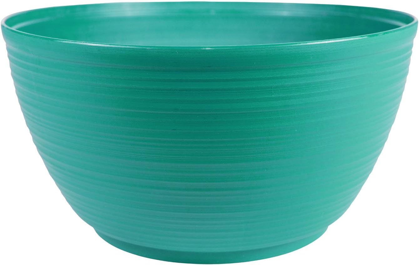 Bloem Willow 12" Plastic Plant Bowl, Deep Round Garden Pot, Peppercorn | Sealed plant bowl with knockout drainage, perfect for displaying herbs and succulents on indoor and outdoor surfaces.