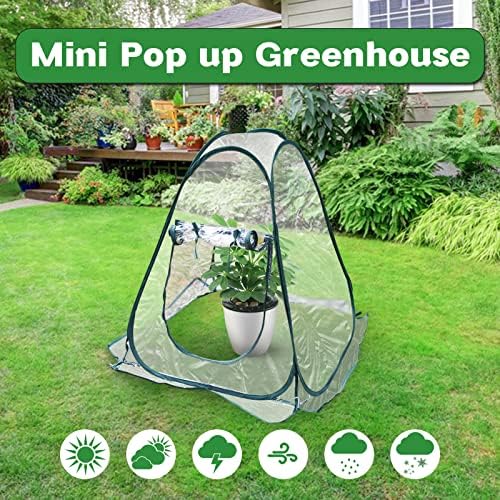 Mini Pop Up Greenhouse; 27"x27"x31"; Indoor/Outdoor; PVC/Steel; Zipper Closure; Green