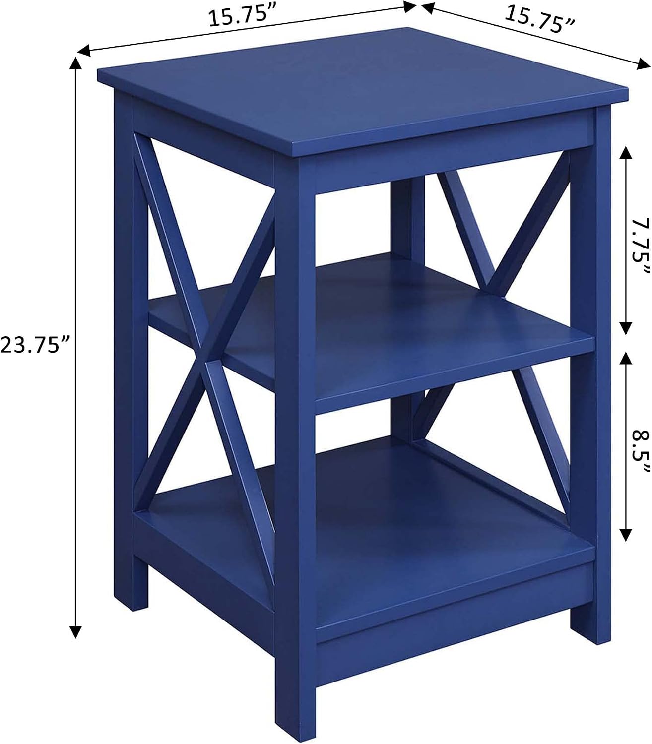 Convenience Concepts Oxford End Table 15.75" - Modern Living Room Table with Storage Shelves, Transitional Nightstand Side Table for Home Decor and Display, Espresso