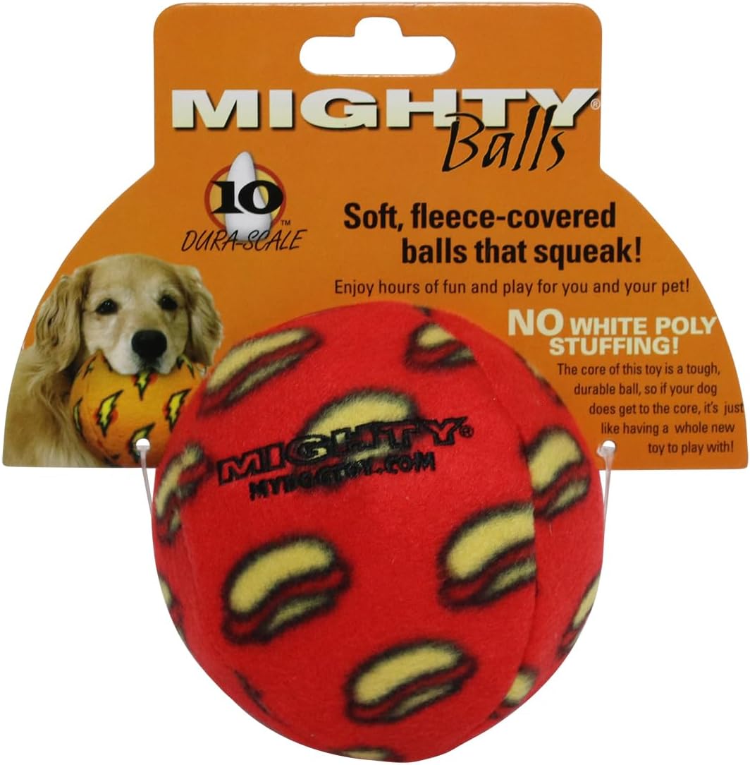 MIGHTY Tuffy 2 Pack Medium Ball Dog Toy: Ultra Durable Plush Toy with Multiple Layers & Reinforced Seams, Washable and Floats, Vinyl Ball & Fleece
