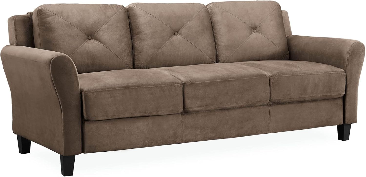 Studio Living Harrington 57.9" Loveseat, Transitional Modern, Pocket Coil Comfort, Easy Assembly, Microfiber Fabric, Dark Grey