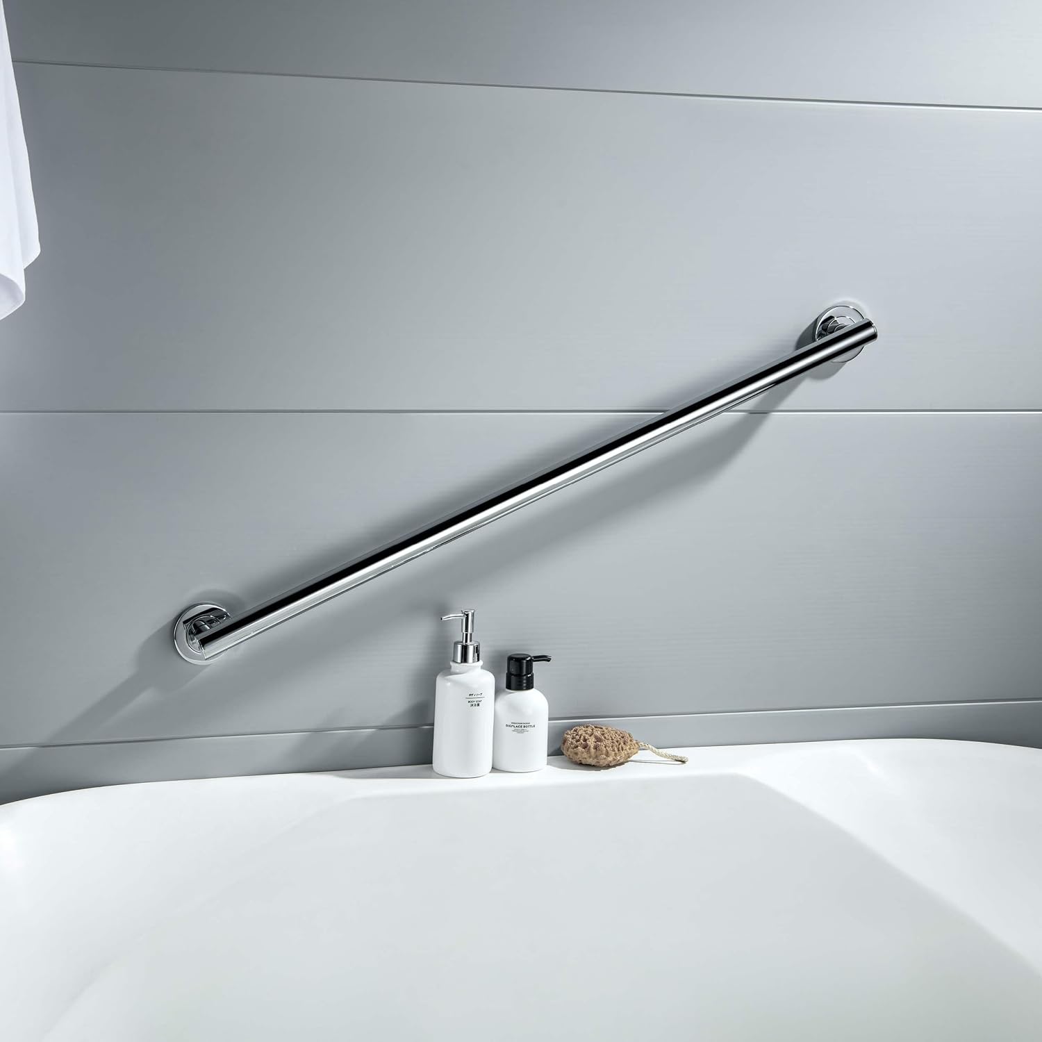 36 Inch Stainless Steel Bathroom Safety Grab Bar | Straight Shaped Grab Bar for Bathtubs and Showers, Shower Safety Grab Bars for Seniors, Wall Mounted Anti-Slip Support (Brushed Nickel, KGB1136)