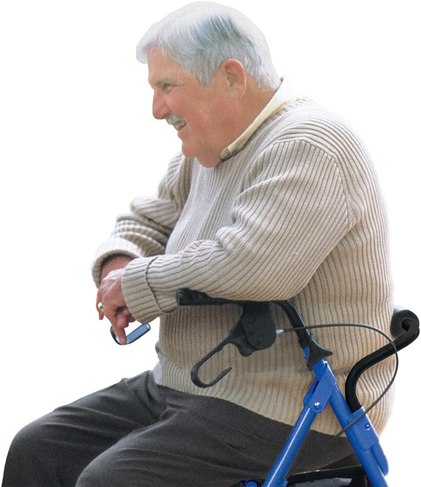 Hugo Mobility Portable Rollator Walker with Seat, Backrest and 8 Inch Wheels, Blue | Portable Rollator Walker Features Seat