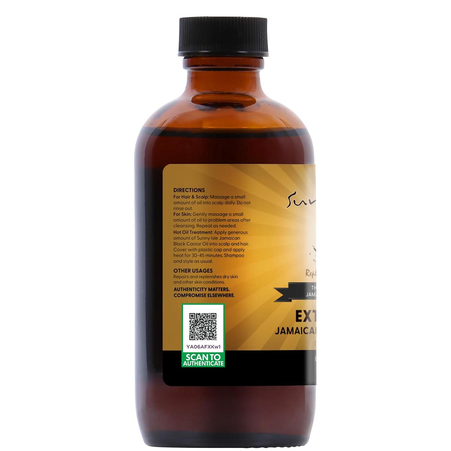 Sunny Isle Extra Dark Jamaican Black Castor Oil 8oz | Hair, Scalp, Skin | Richer Thicker Moisturizing Oil for Hair Growth, Dry Scalp, Damaged Hair Repair, Edges, Eyebrows, Eyelashes, Unscented