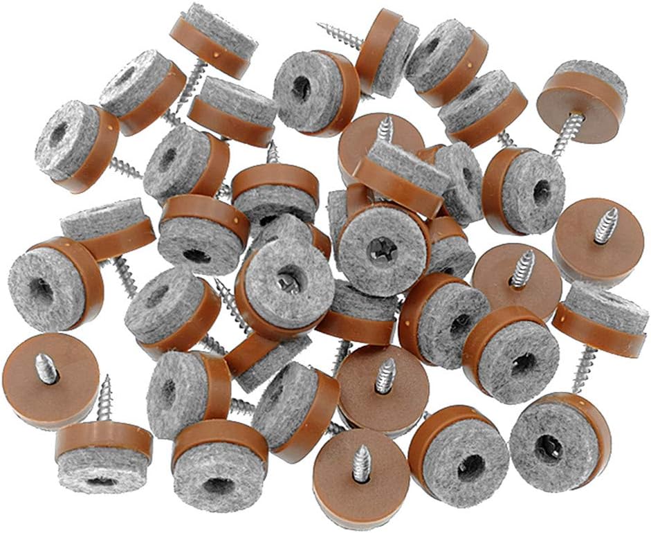 40pcs Screw-on Furniture Felt Pad Chair Glide Slider Hardwood Floor Protector for Wooden Leg Feet of Chair Table Furniture(Φ20mm or 0.8";Brown)