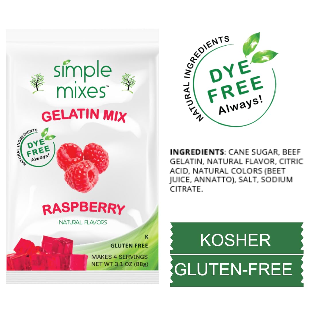 Simple Mixes Natural Gelatin Dessert, Lime, Kosher, 6 Pack of 3.1 oz each
