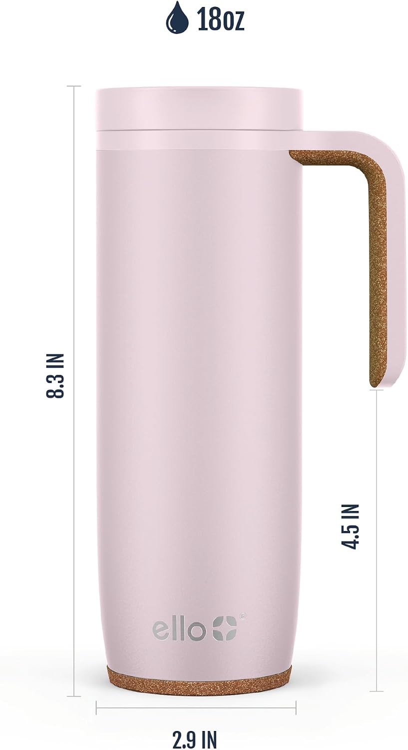 Ello Magnet 18oz Insulated Stainless Steel Travel Mug with Handle, Poseidon