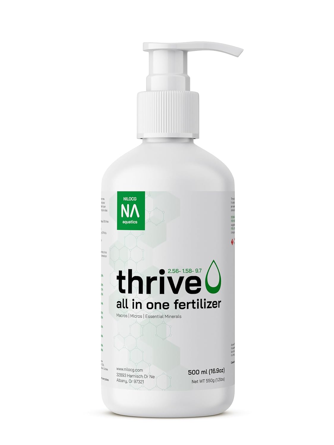 Thrive Planted Aquarium Fertilizer -All in One Planted Tank Liquid Fertilizers - Micro & Macro Nutrient Rich Food for Aquatic Plants - Highly Concentrated for 2500 Gallons of Water - Handy Pump Bottle