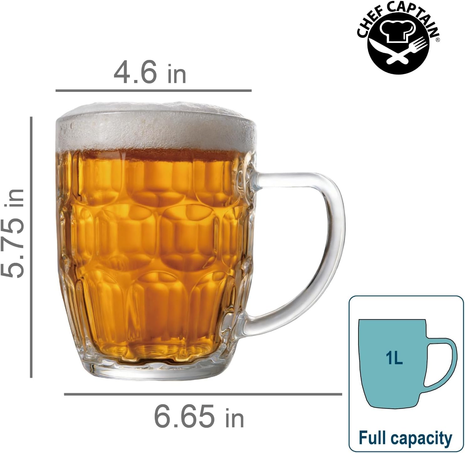 Dimple Stein Beer Mug - 20 OZ (4 Pack)