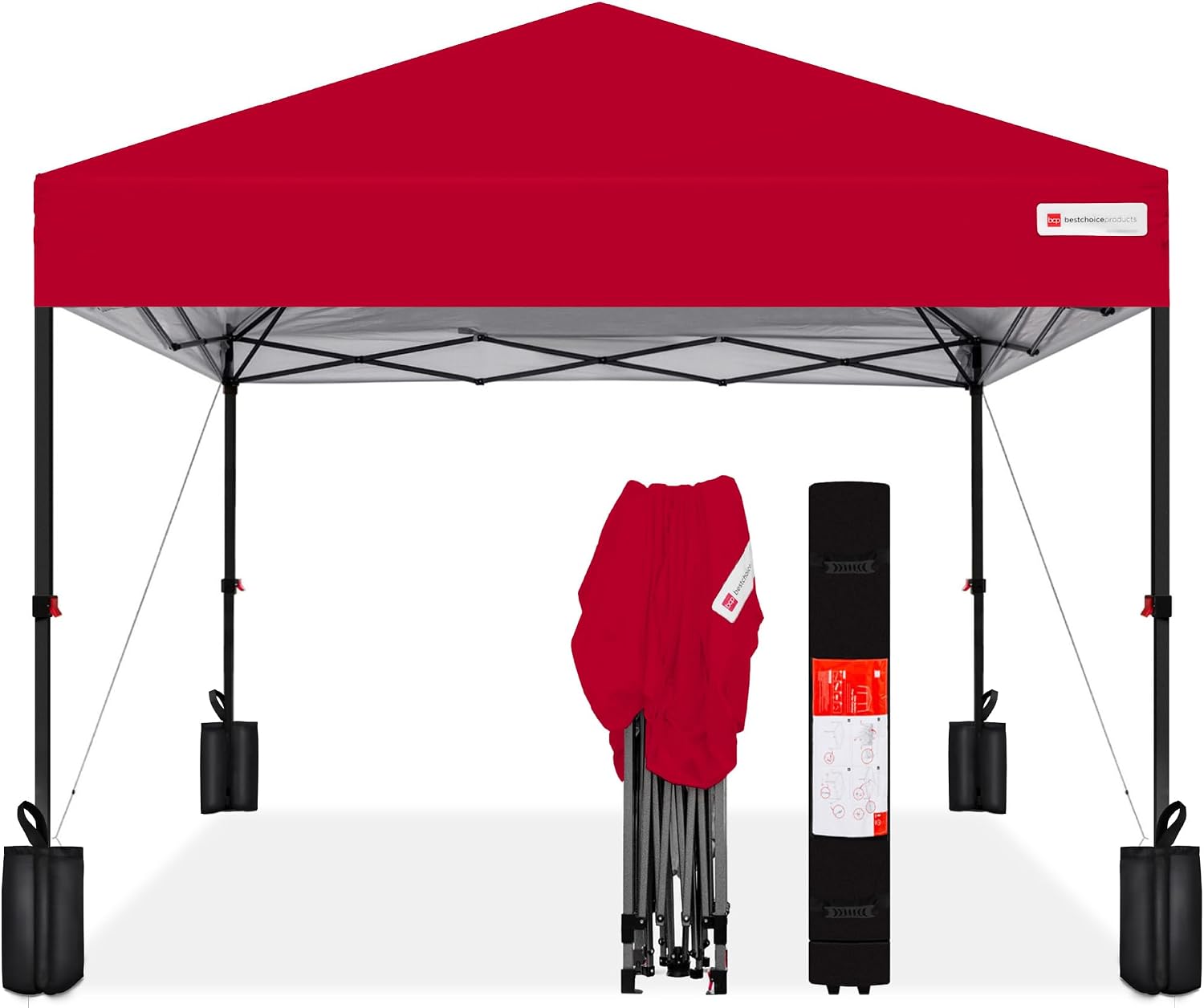Best Choice Products 10x10ft Pop Up Canopy Tent, Outdoor Shade, 1 Person 1 Minute Set Up, Carry Case, 4 Weight Bags - White