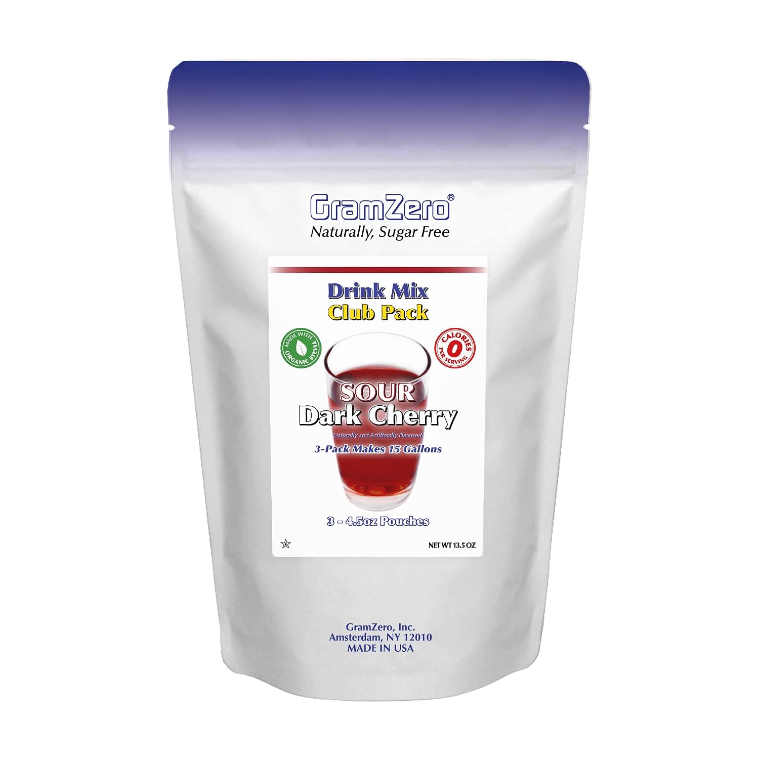 GramZero Raspberry Blush, Sugar Free Drink Mix, Pitcher Pack, Great For Nutrition Club Loaded Tea, Zero Calorie, Stevia Sweetened