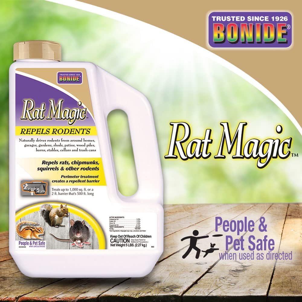 Bonide Rat Magic Rodent Repellent, 5 lb. Ready-to-Use Granules | Indoor & Outdoor Rodent Control, People & Pet Safe
