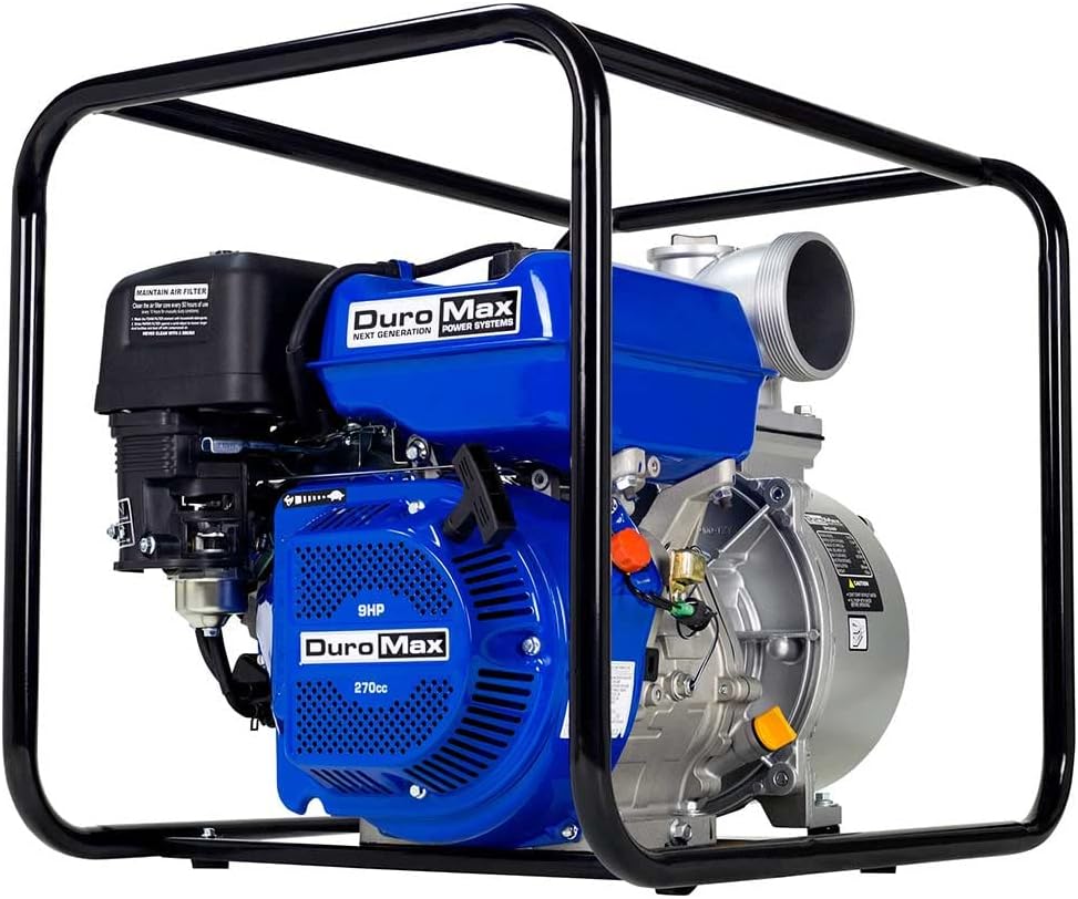 DuroMax XP652WP 208cc 158-Gpm 3600-Rpm 2-Inch Gasoline Engine Portable Water Pump, 50 State Approved, XP652WP, Blue