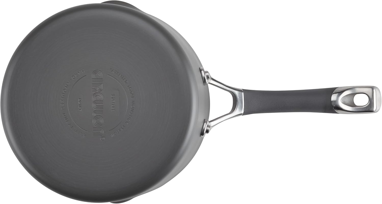 Circulon Radiance Hard Anodized Nonstick Deep Frying Pan with Lid, 12 inch Frying Pan with Lid, Deep Skillet, Gray