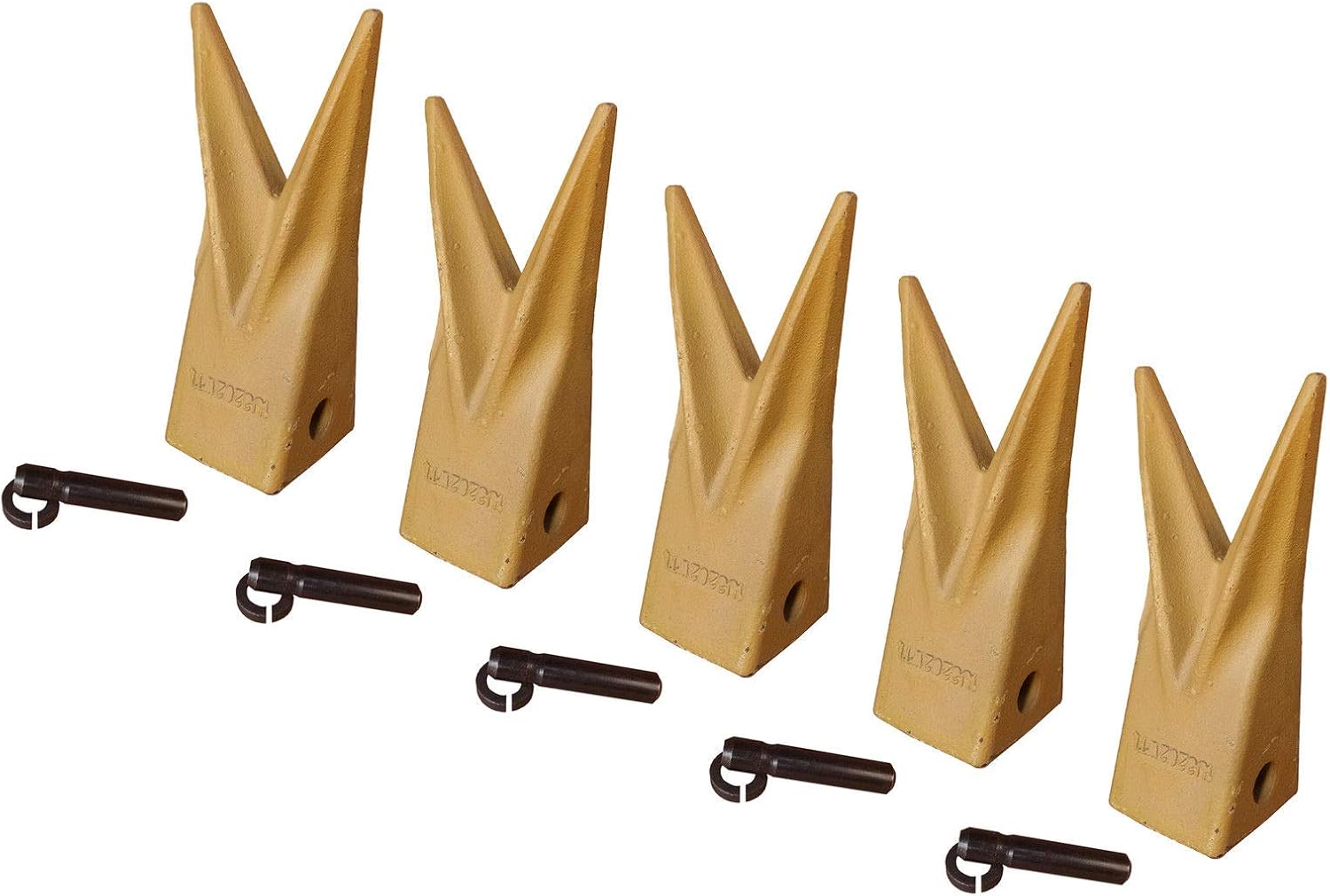 Backhoe Bucket Cat Style Tiger Teeth with pins & retainers, Set of 5, 1U3202WTL