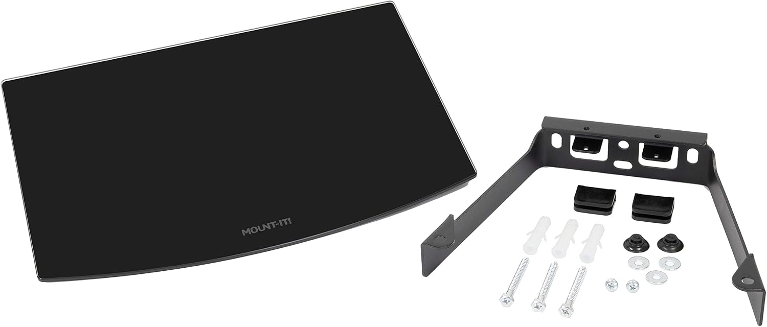 Mount-It! Floating Wall Shelf – Tempered Glass Media Shelf for Cable Box, DVD Player, Gaming Consoles (PS5, Xbox, Roku)