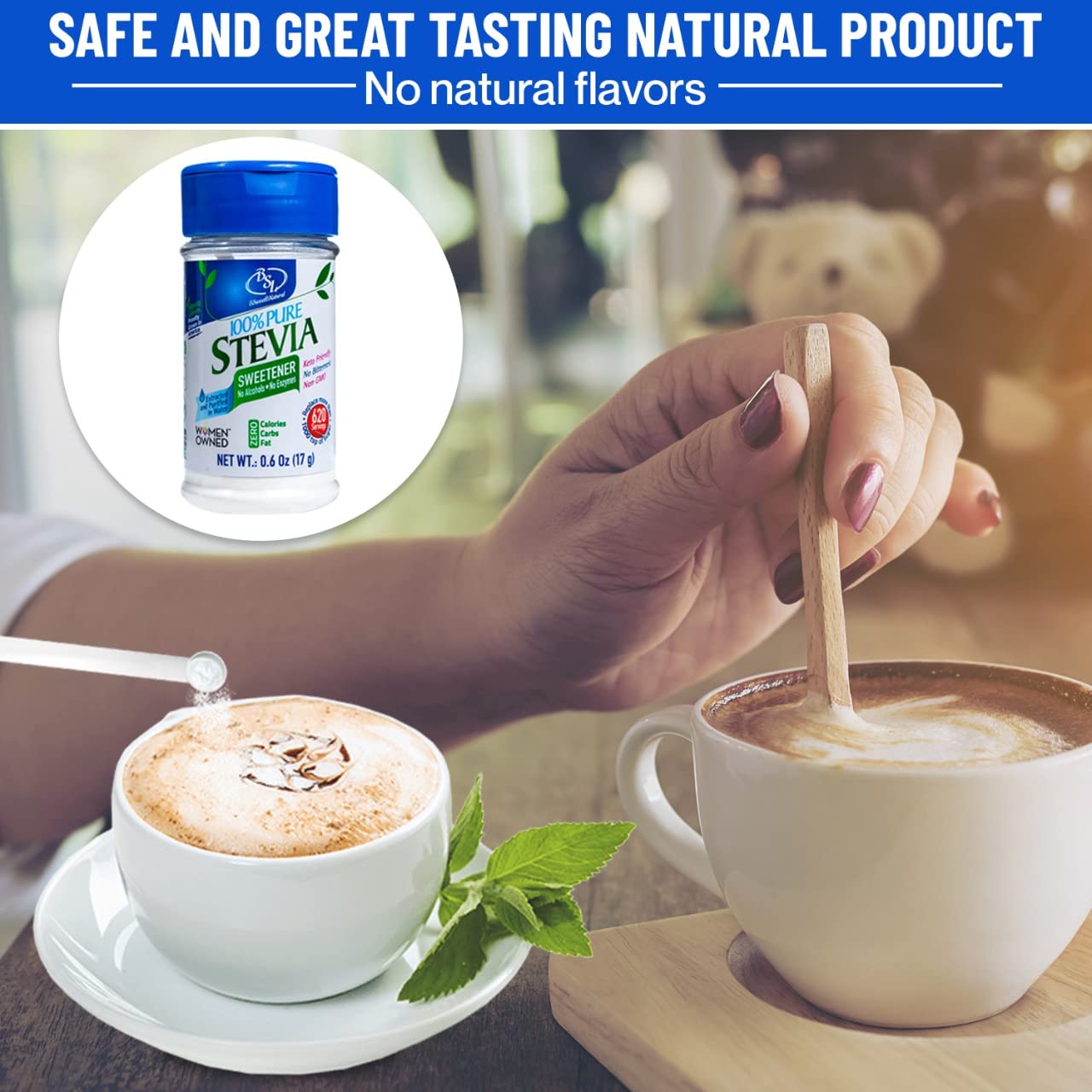 Stevia Powder 100% Pure, No Artificial Sweetener, Stevia Green Leaf Extract | Zero Calorie & Keto Friendly (0.6 Ounces)
