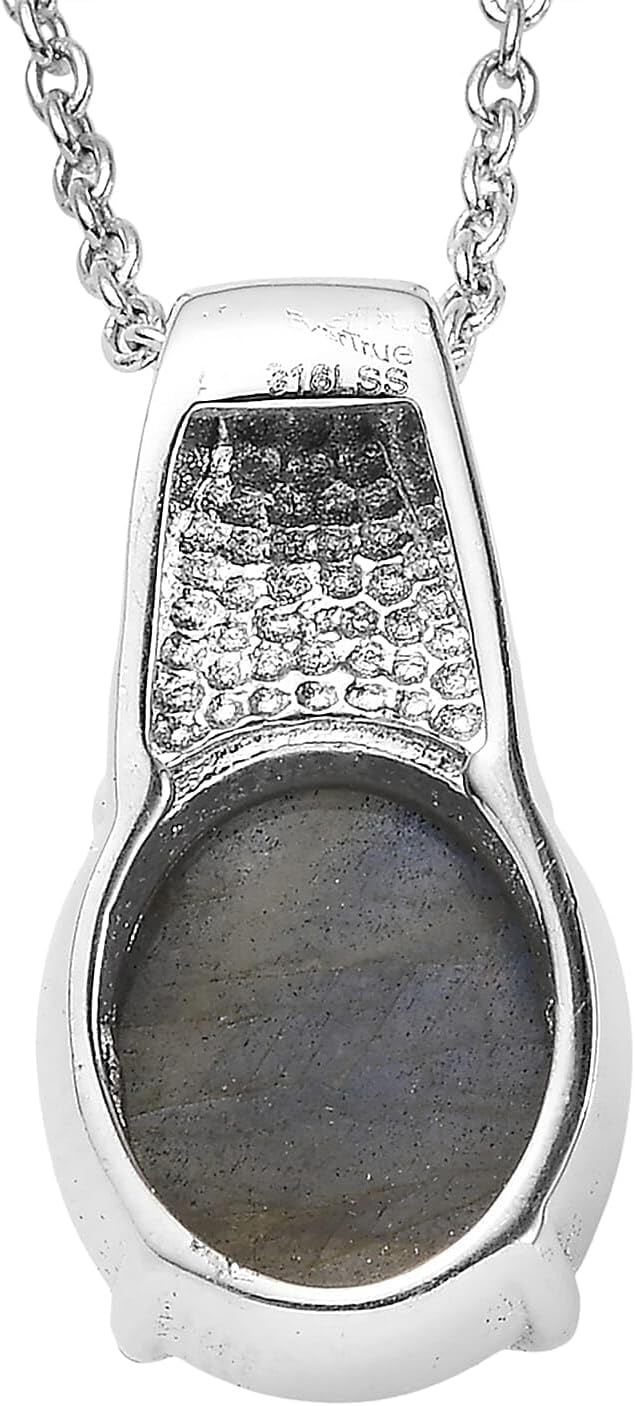 Labradorite 5.60 ctw Pendant Necklace in Stainless Steel 20 Inches