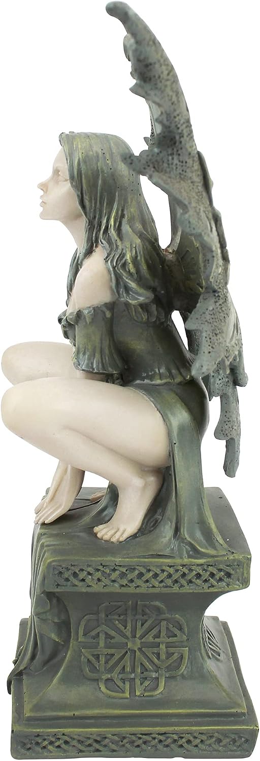 Design Toscano Celtic Fairy's Perilous Perch Outdoor Garden Statue, Large, 19 Inch, Polyresin, Two Tone Stone