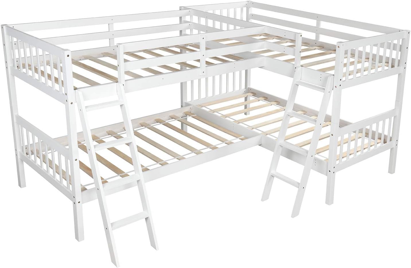 Harper & Bright Designs Twin L-Shaped Bunk Bed with Trundle, Can be Divided into Two L-Shaped Beds, No Spring Box Needed (Grey)