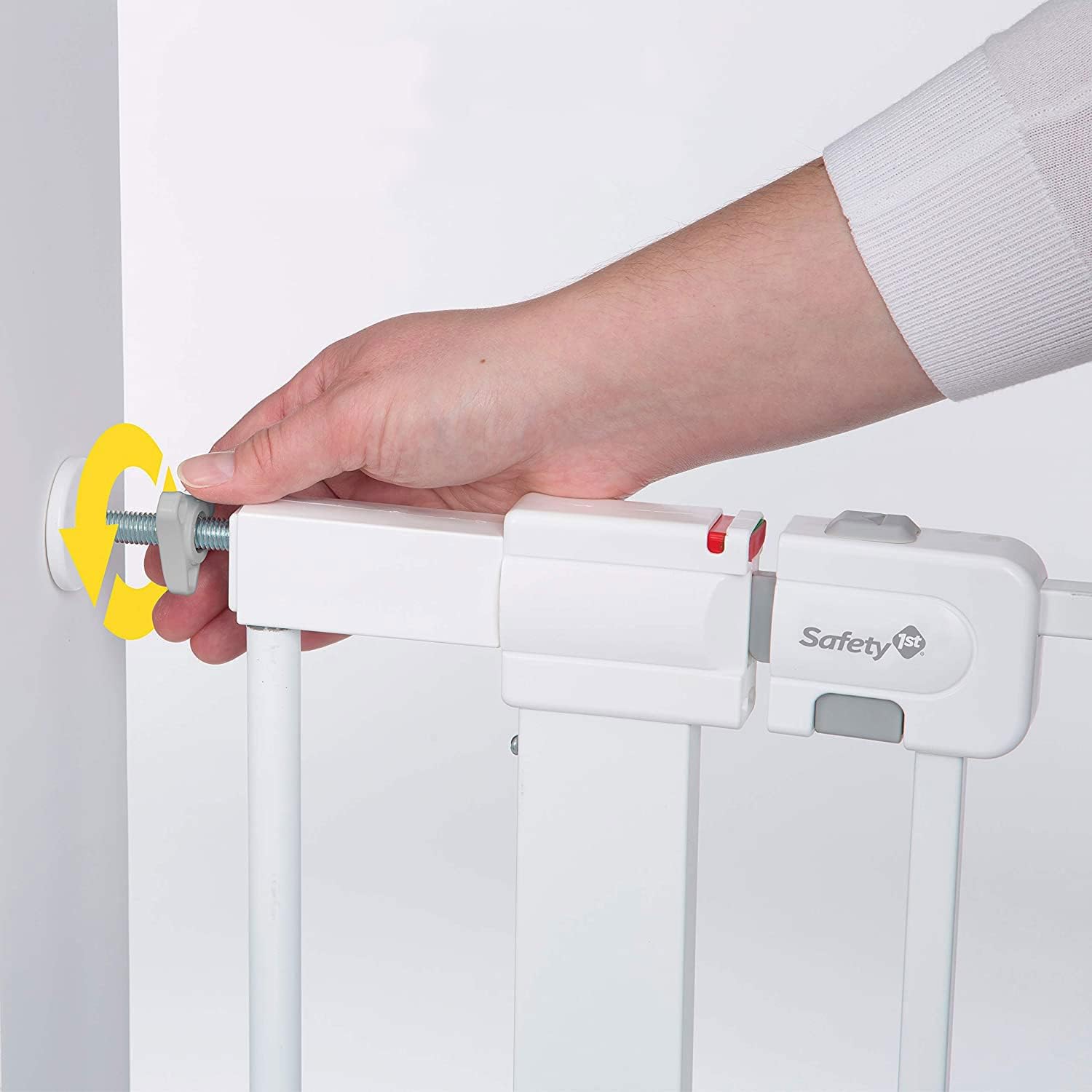 Safety 1st Easy Install Walk Thru Baby Gate for Doorway With Door, Dog Gates, Fits 29"-38", Easy Install 28" Tall, White