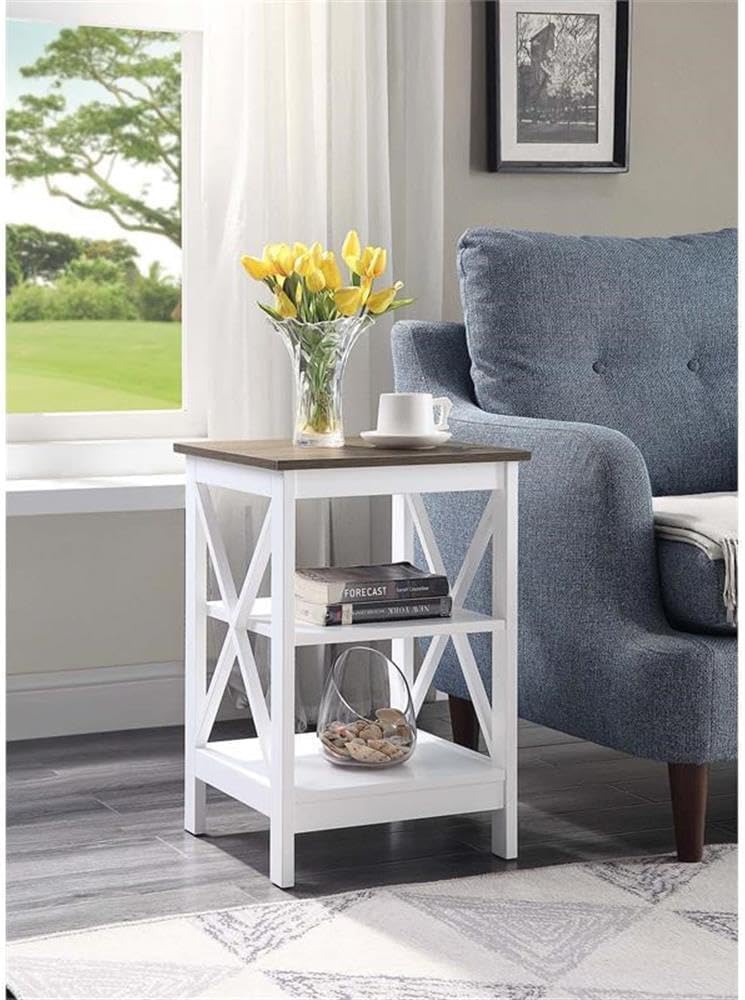 Convenience Concepts Oxford End Table 15.75" - Modern Living Room Table with Storage Shelves, Transitional Nightstand Side Table for Home Decor and Display, Espresso