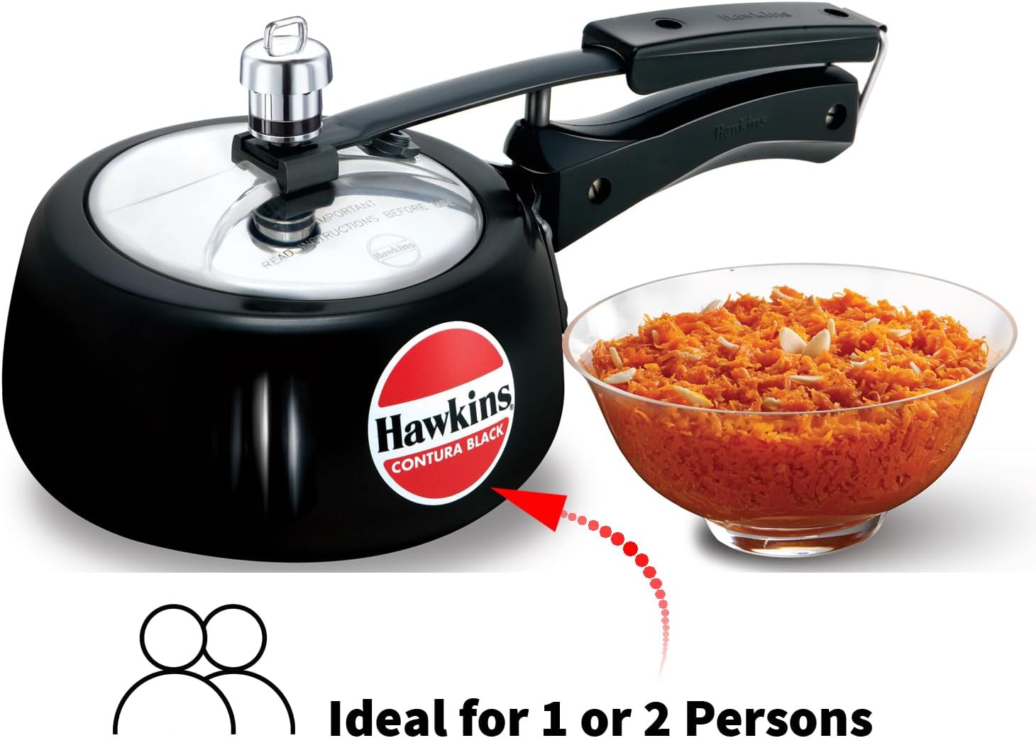 Hawkins 3.5 Litre Contura Black Pressure Cooker, Hard Anodised Inner Lid Cooker, Handi Cooker, Black (CB35)