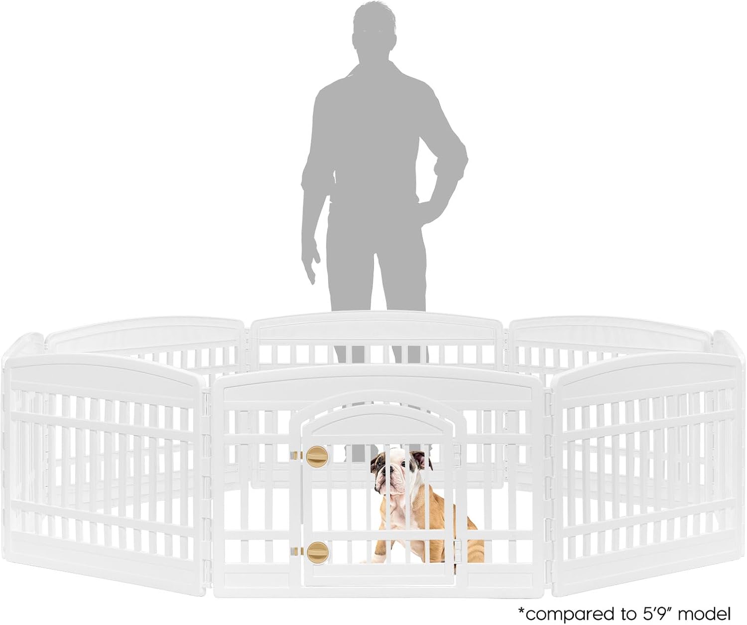 IRIS USA 4-Panel Dog Playpen, Pet Enclosure, Black | Pet Containment, Configurable Layout, Multi-Shape Setup, Custom Pen Configuration, Stable Non-Tip Base, Tool-Free Assembly