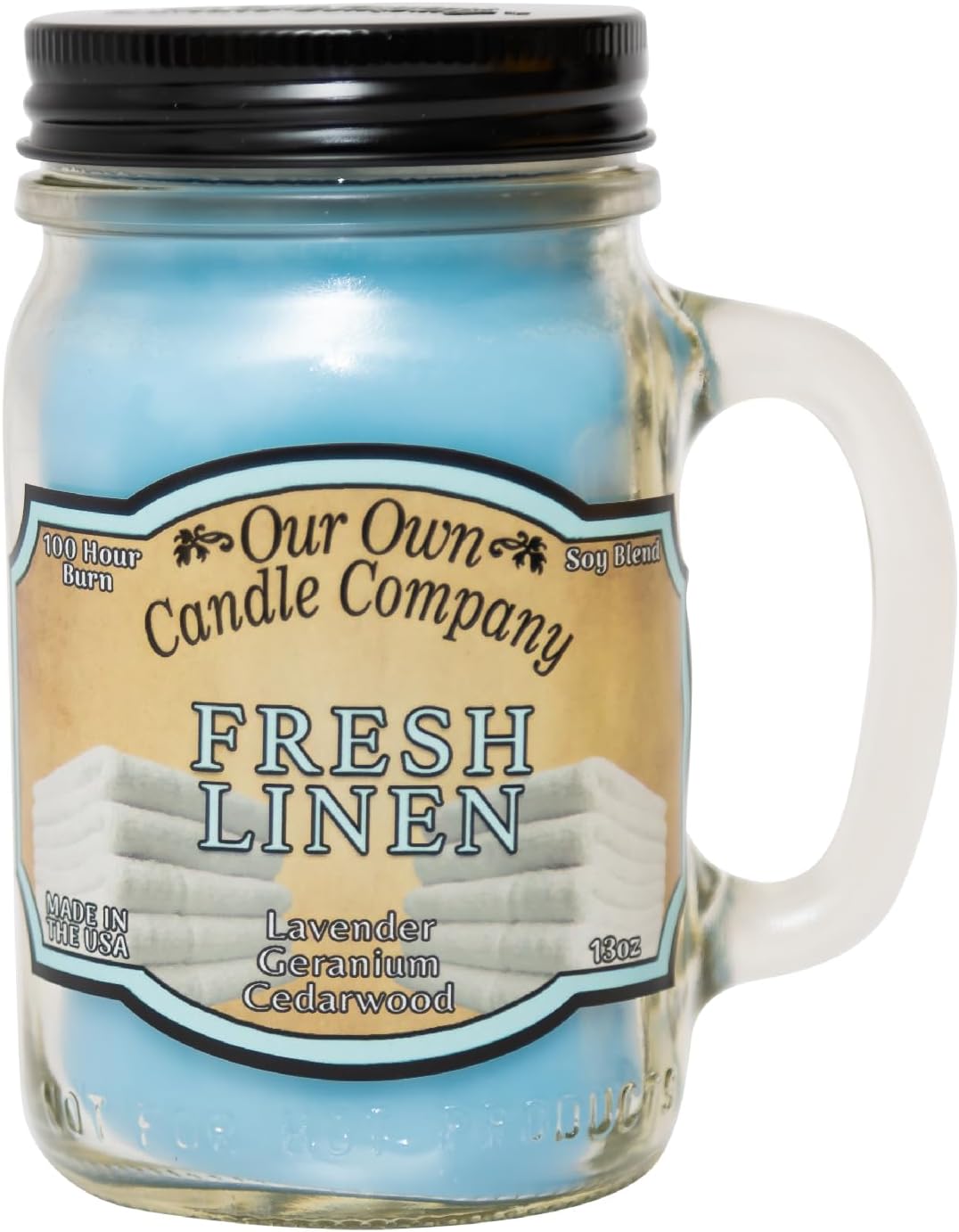Balsam Pine Scented Mason Jar Candle, Our Own Candle Company, 13 oz | Clean, fresh Balsam-pine-tree scent; soy blend wax; lead-free wick with patented straightener; long lasting