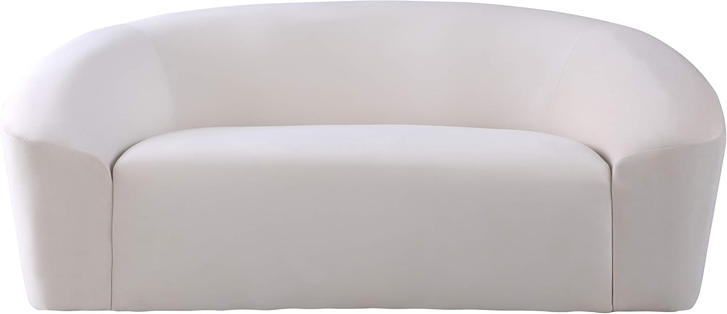 Meridian Furniture 610Black-L Riley Collection Modern | Contemporary Velvet Upholstered Loveseat with Rounded Contemporary Design, Black