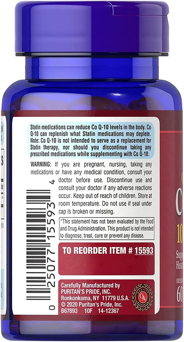 Puritan's Pride Coenzyme CoQ10 100mg, 240 Rapid Release Softgels