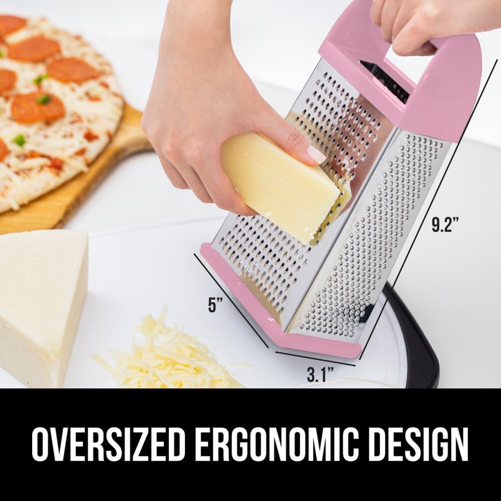 GORILLA GRIP® XL 4-Sided Stainless Steel BPA-Free Cheese Grater, Black
