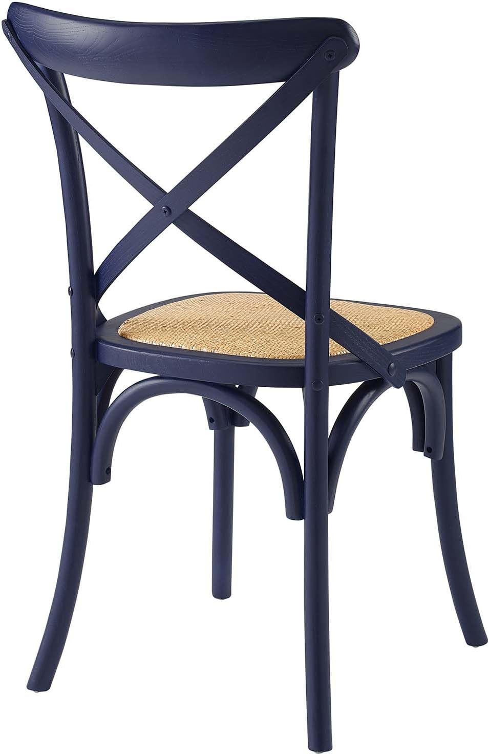 Modway Gear Rustic Modern Farmhouse Elm Wood Rattan Dining Chair in Gray