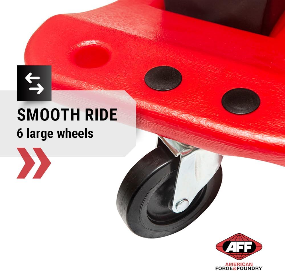AFF XL Mechanic's Creeper - 47" Length Ergonomic Creeper with Padded Headrest & Magnetic Tool Trays - Super Duty