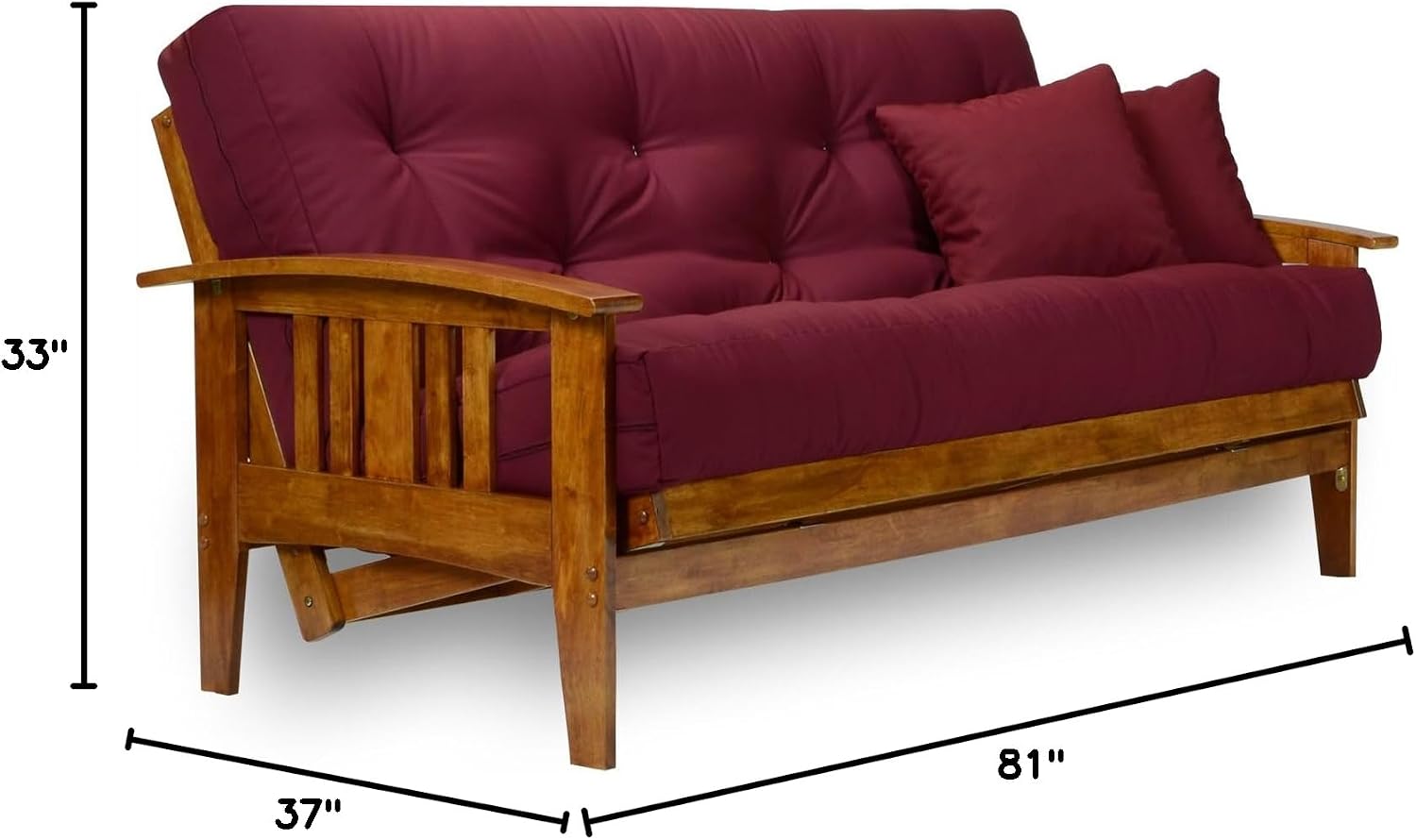 Westfield Futon Set - Queen Size, Frame, 8" Mattress, Twill Ivory Cover